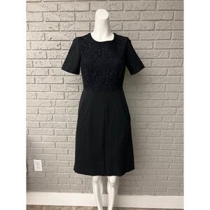Lands End Women Black Lace Sheath Dress Size 4